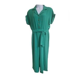 Mille Gabrielle,Jumpsuit,Women's 1X Green, Button-Up